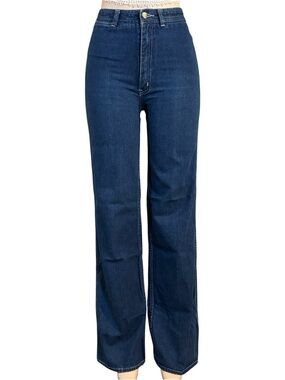 Vtg 80s High Waist Straight Leg Jeans embroidered Blue Mom Fit Retro Sz 2/4
